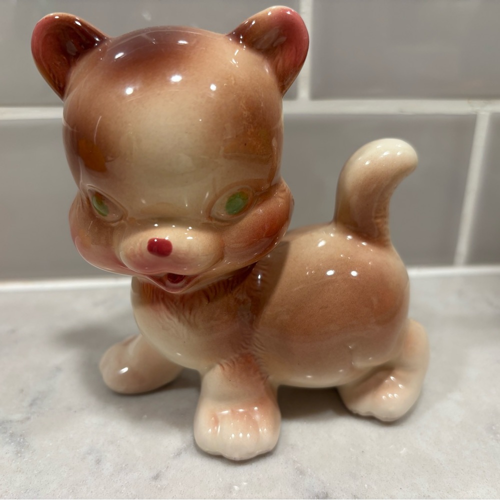 Vintage MCM Ruth Rempel Cuddles Cat Figurine 1950's Ceramic Kitten 4.5"
